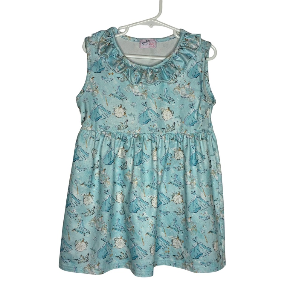 Pete + Lucy Girls 6/6X Dress Light Blue Princess Carriage Ruffle Sleeveless